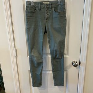 Madewell 9" High Rise Skinny Jeans Green Size 28 2016 aesthetic